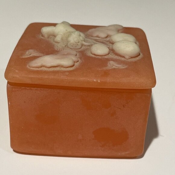 Incolay Square Trinket Jewelry Box Pink Teddy Bear Balloons 3D Vintage USA - Picture 5 of 10